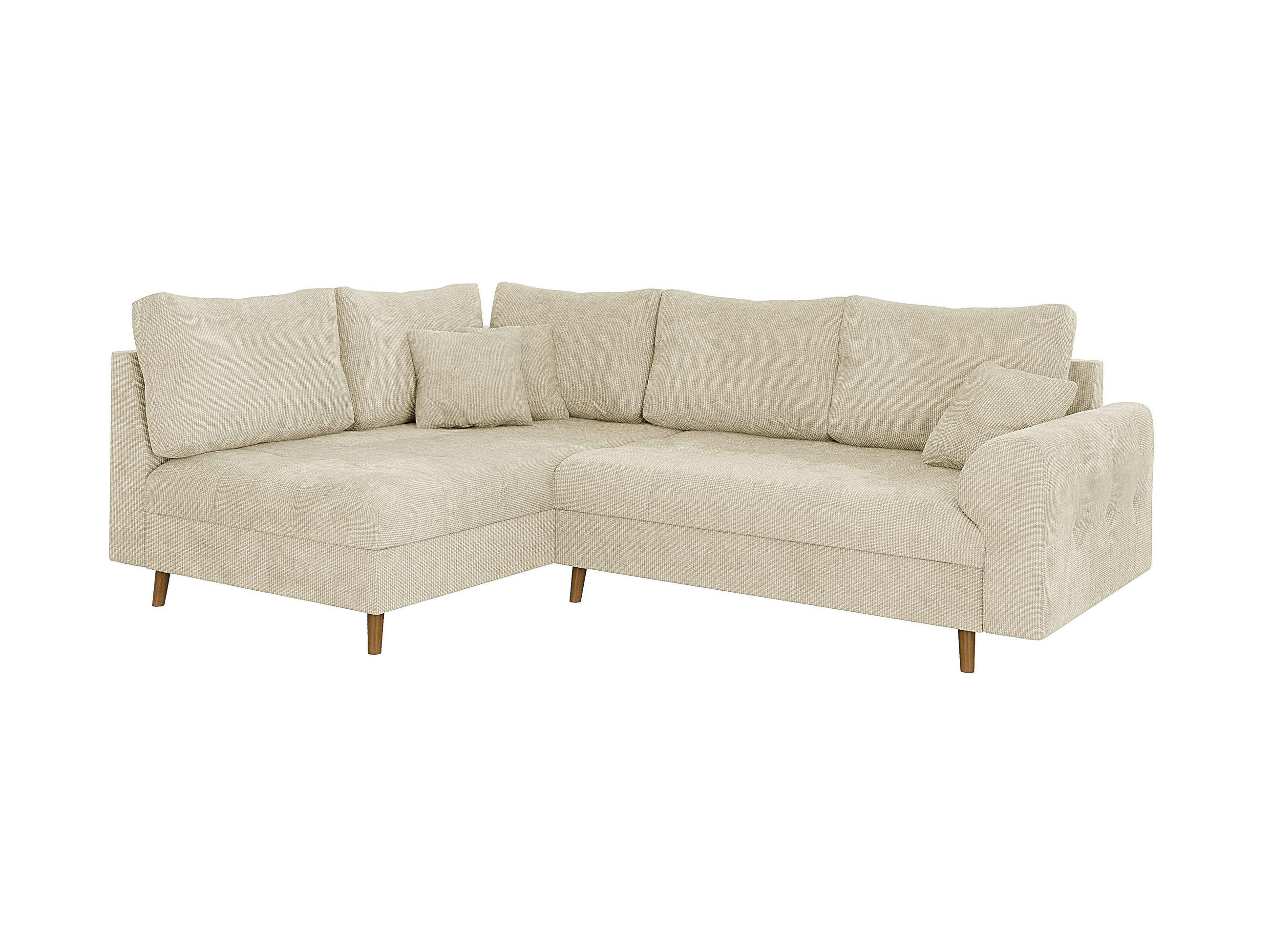 ECKSOFA Sigurd Beige Chenille - Ottomane links - Beige/Braun, Holz/Textil (231/161cm) - S-Style Möbel