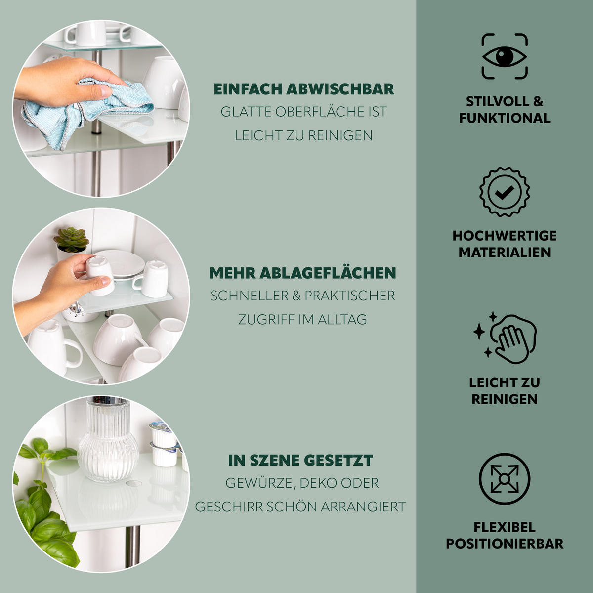 ECKREGAL, weiß - Weiß, Glas (45/35/42cm) - bremermann