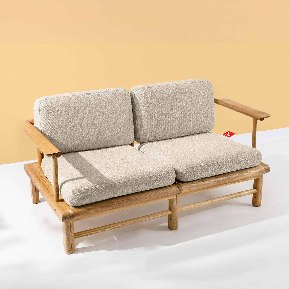 GARTENSOFA ATREDA 2-Sitzer - Creme, Holz/Textil (160/74/80cm) - KONSIMO®