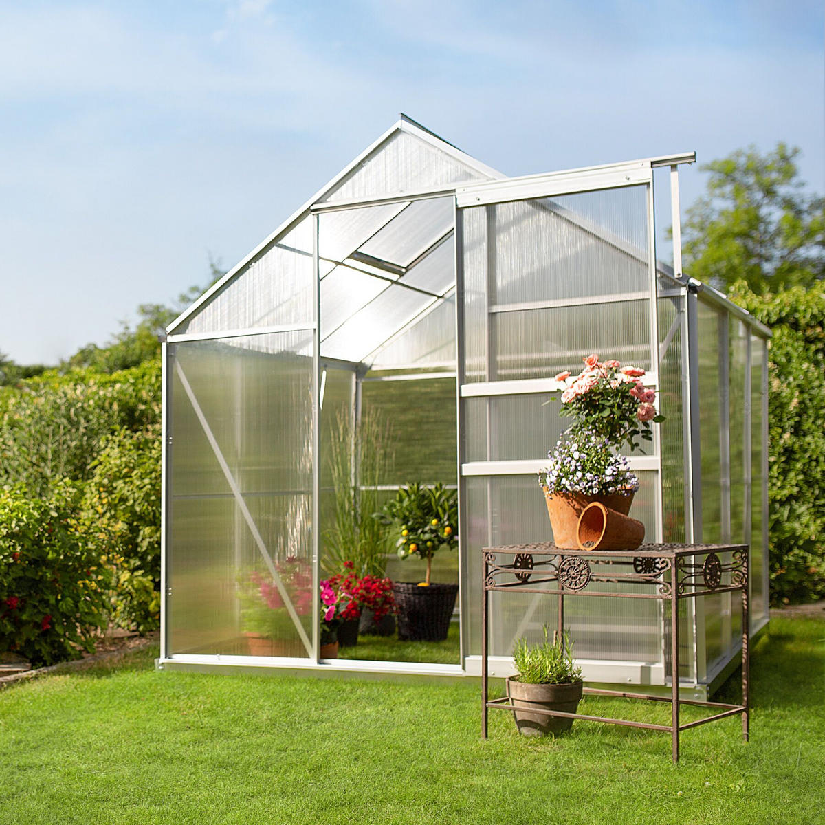 GEWÄCHSHAUS, 185 x 190 x 195 cm,transparent - Transparent, Metall (185/195/190cm) - tectake
