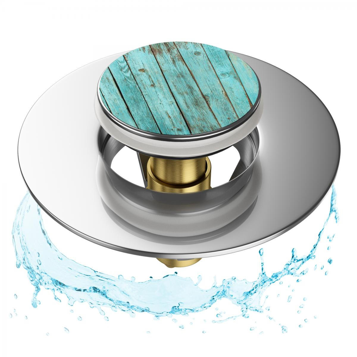 WASCHBECKENSTÖPSEL Pop-Up Lumber - Türkis, Metall (6/4/5cm) - Sanilo