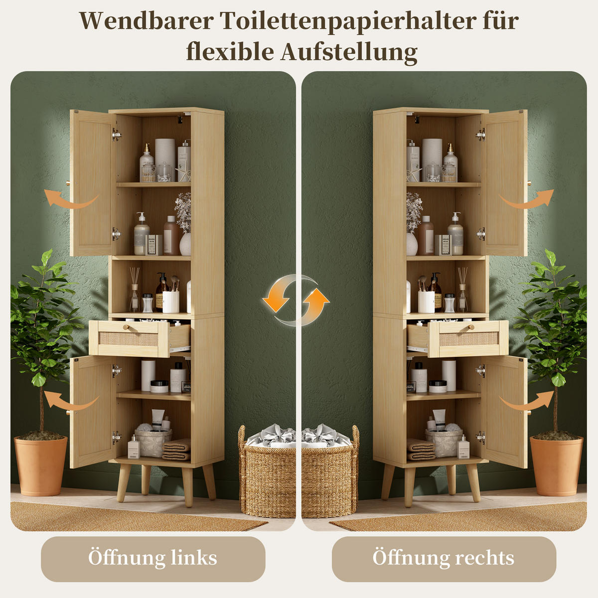 HOCHSCHRANK 40/30/166 cm Naturholz mit 1 Schubladen - Goldfarben/Naturfarben, Holz/Holzwerkstoff (30/166/40cm) - Oxeza