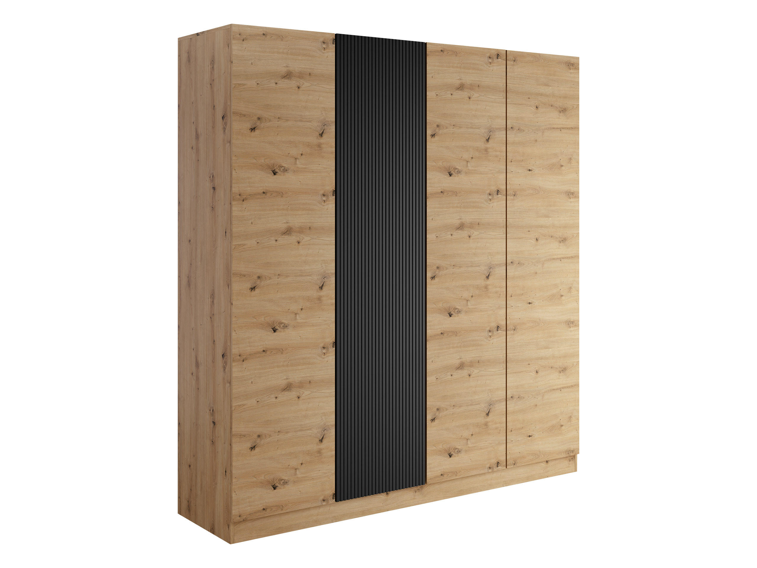 KLEIDERSCHRANK Como 4D - Schwarz/Eiche Artisan, Holzwerkstoff/Metall (205/220/55cm) - MIRJAN24