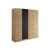 KLEIDERSCHRANK Como 4D - Schwarz/Eiche Artisan, Holzwerkstoff/Metall (205/220/55cm) - MIRJAN24