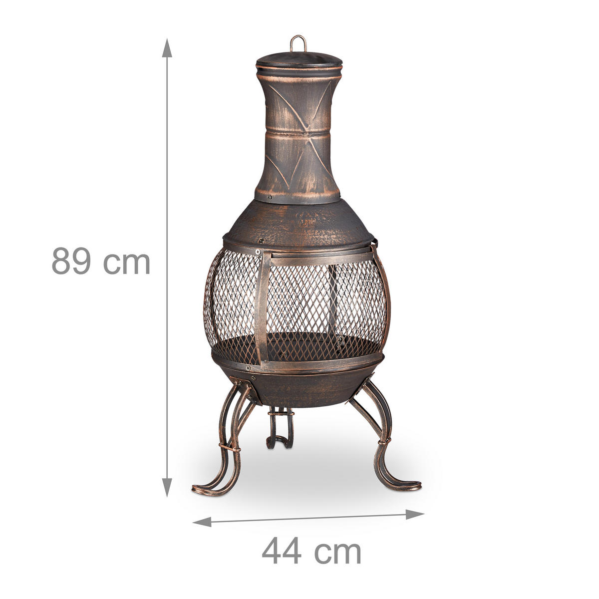 AZTEKENOFEN - Schwarz, Metall (44/89/44cm) - Relaxdays