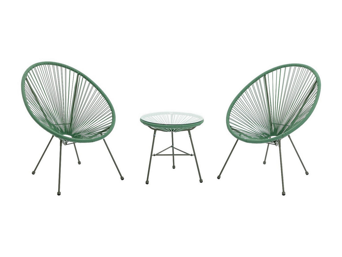 GARTENSITZGRUPPE im Set - 2 Personen-Sitzer - Harz, Glas - Khaki - - Schlammfarben, Glas - Vente-Unique