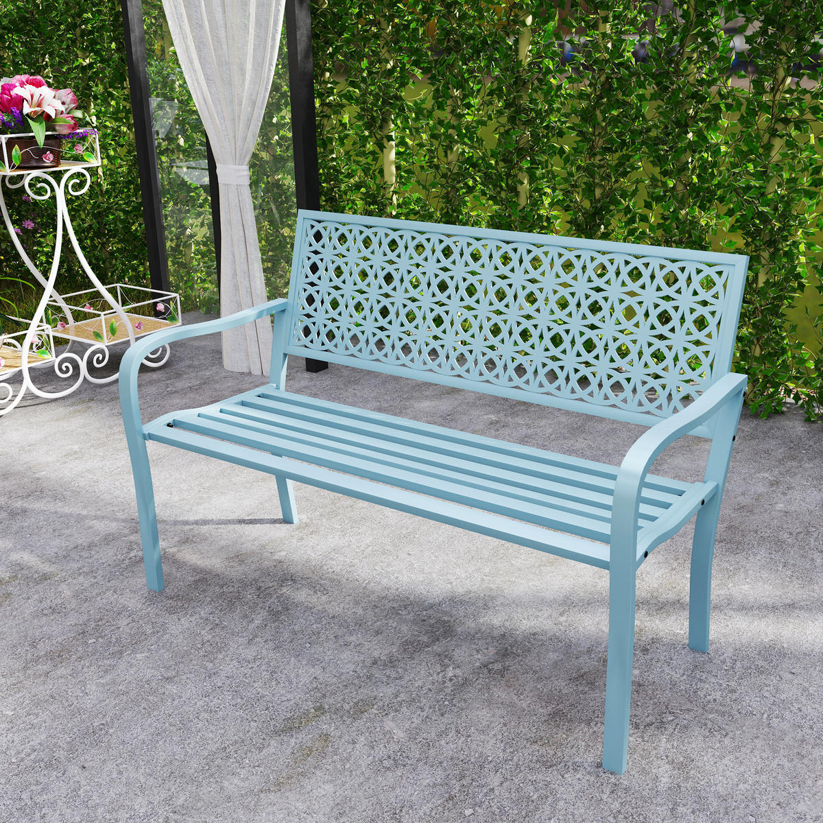 GARTENBANK 2-Sitzer - Blau, Metall (63/85/127cm) - Outsunny