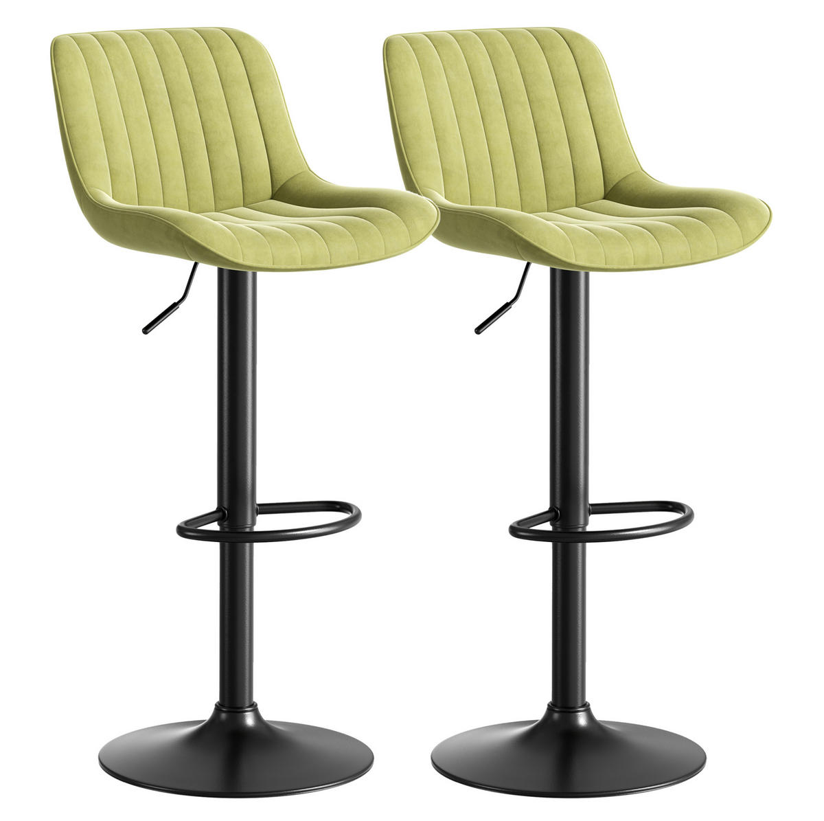 BARHOCKER höhenverstellbar 87 - 109 cm Samt Grün 2er-Set - Grün, Metall (46/87/47.1cm) - Meubliv