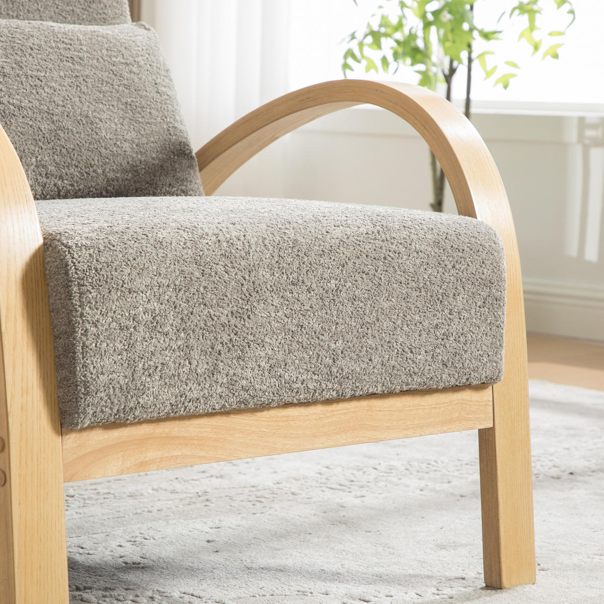 LOUNGESESSEL Chenille mit Holzgestell, DE-42403, Grau - Grau, Holz (70/83.5/82cm) - ComfortXL