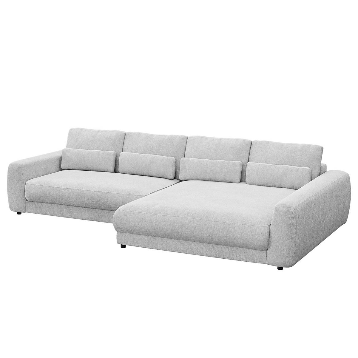 ECKSOFA mit XXL-Longchair - Hellgrau/Schwarz, Kunststoff/Textil (323/182cm) - home24