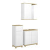 BADMÖBEL-SET Livia Weiß/Eiche 3 Teile, mit Midischrank - Eichefarben/Weiß, Holzwerkstoff (60/60/30cm) - Vicco