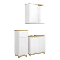 BADMÖBEL-SET Livia Weiß/Eiche 3 Teile, mit Midischrank - Eichefarben/Weiß, Holzwerkstoff (60/60/30cm) - Vicco
