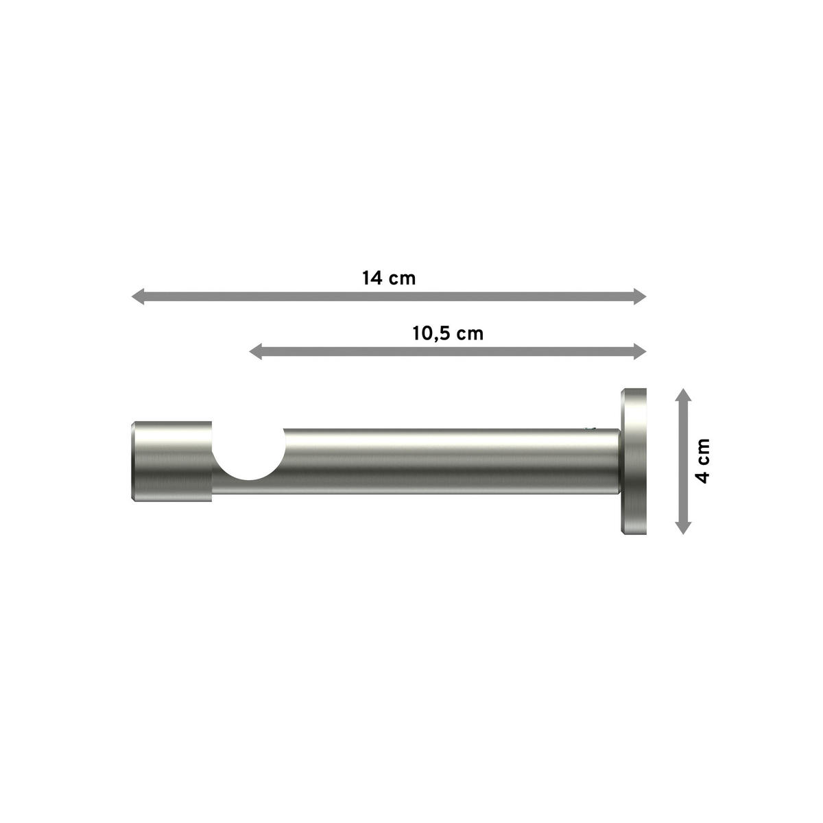 TRÄGER FÜR GARDINENSTANGEN 20 mm Ø, Prestige 1-läufig, Edelstahl-Optik - Edelstahlfarben, Metall (13.7/4/4cm) - INTERDECO
