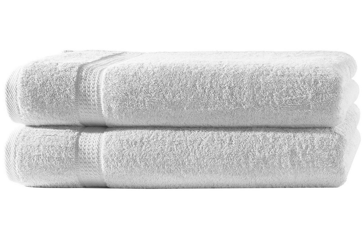 BADETUCH 100x150 cm Frottier Handtücher im 2er Set aus 100% Baumwolle, Weiß 500g/m2 - Weiß, Textil (100/150cm) - Carpe Sonno