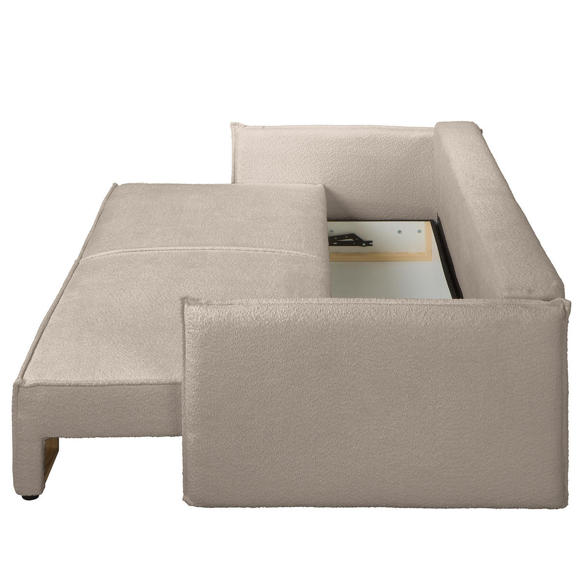 SCHLAFSOFA - Taupe/Schwarz, Kunststoff/Textil (221/70/105cm) - home24