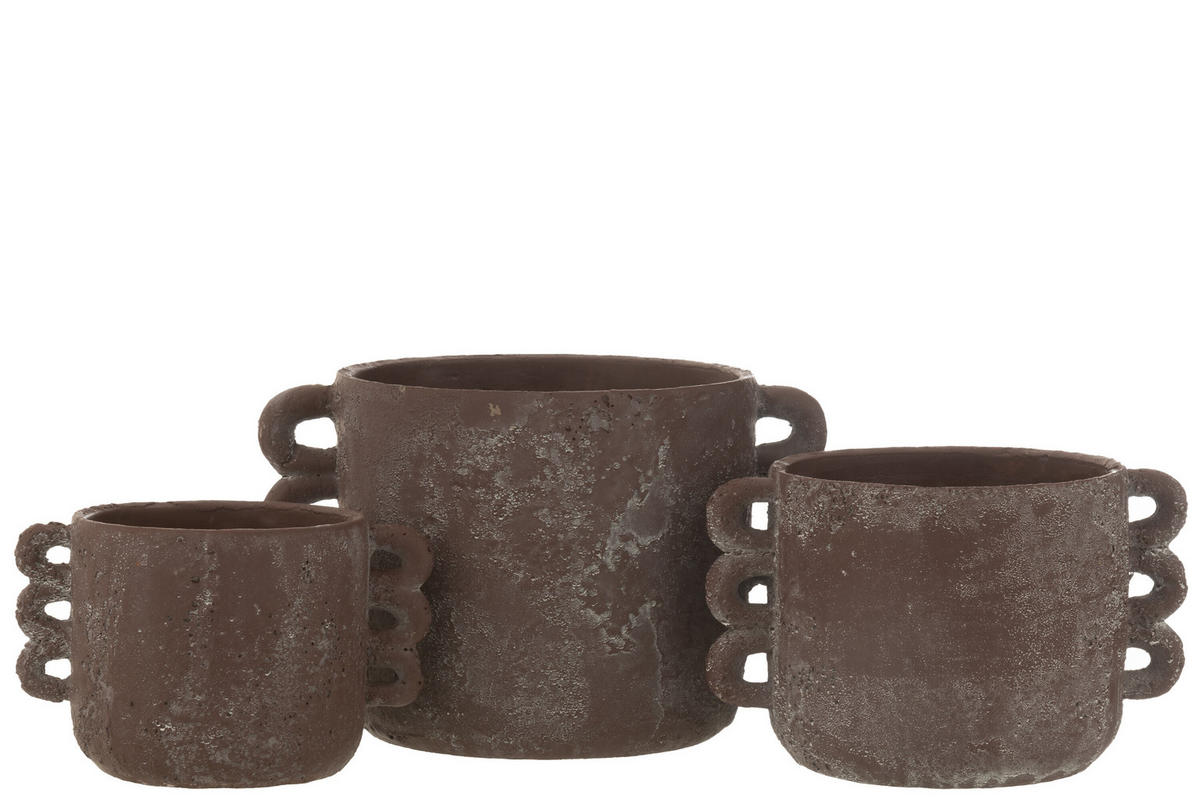 BLUMENTOPF CELIA - Töpferei - Braun - L - Ø 30 cm - Braun, Keramik (30/19.5cm) - J-Line
