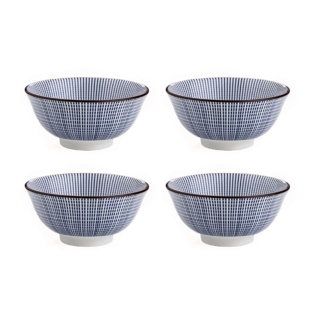 SCHALEN Navia dunkelblau mit braunem Rand 15 cm 4er-Set - Dunkelblau, Keramik (15/15/7cm) - Homla