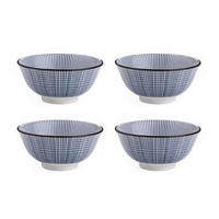 SCHALEN Navia dunkelblau mit braunem Rand 15 cm 4er-Set - Dunkelblau, Keramik (15/15/7cm) - Homla