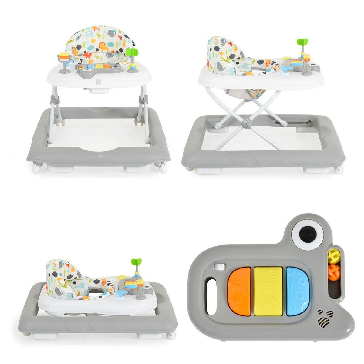 LAUFLERNHILFE Zizzy grau Spielcenter, Musikfunktion, Stopper, höhenverstellbar - Grau, Kunststoff (55/52/69cm) - Moni