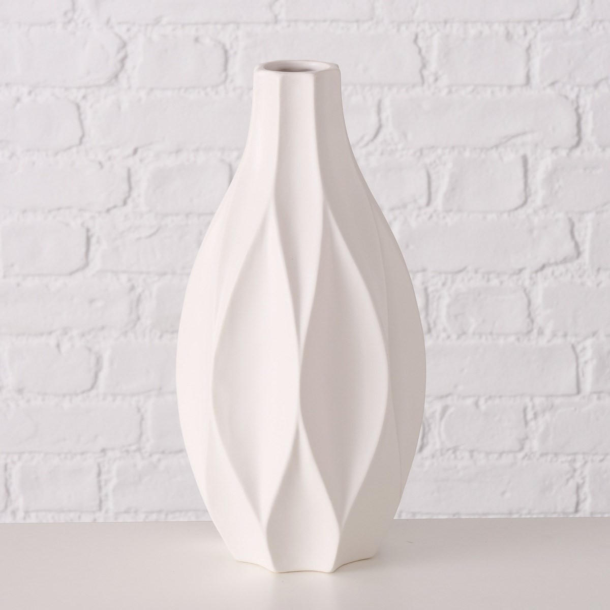 DEKO-VASE matt Avantika 16/16/30 cm - Weiß, Keramik (30cm) - Boltze Home