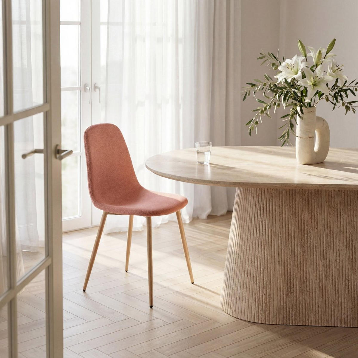 ESSZIMMERSTUHL Ellis Terrakotta / Orange 43 cm x 87 cm 4er-Set - Terracotta, Textil (43/87/54cm) - Klast Home