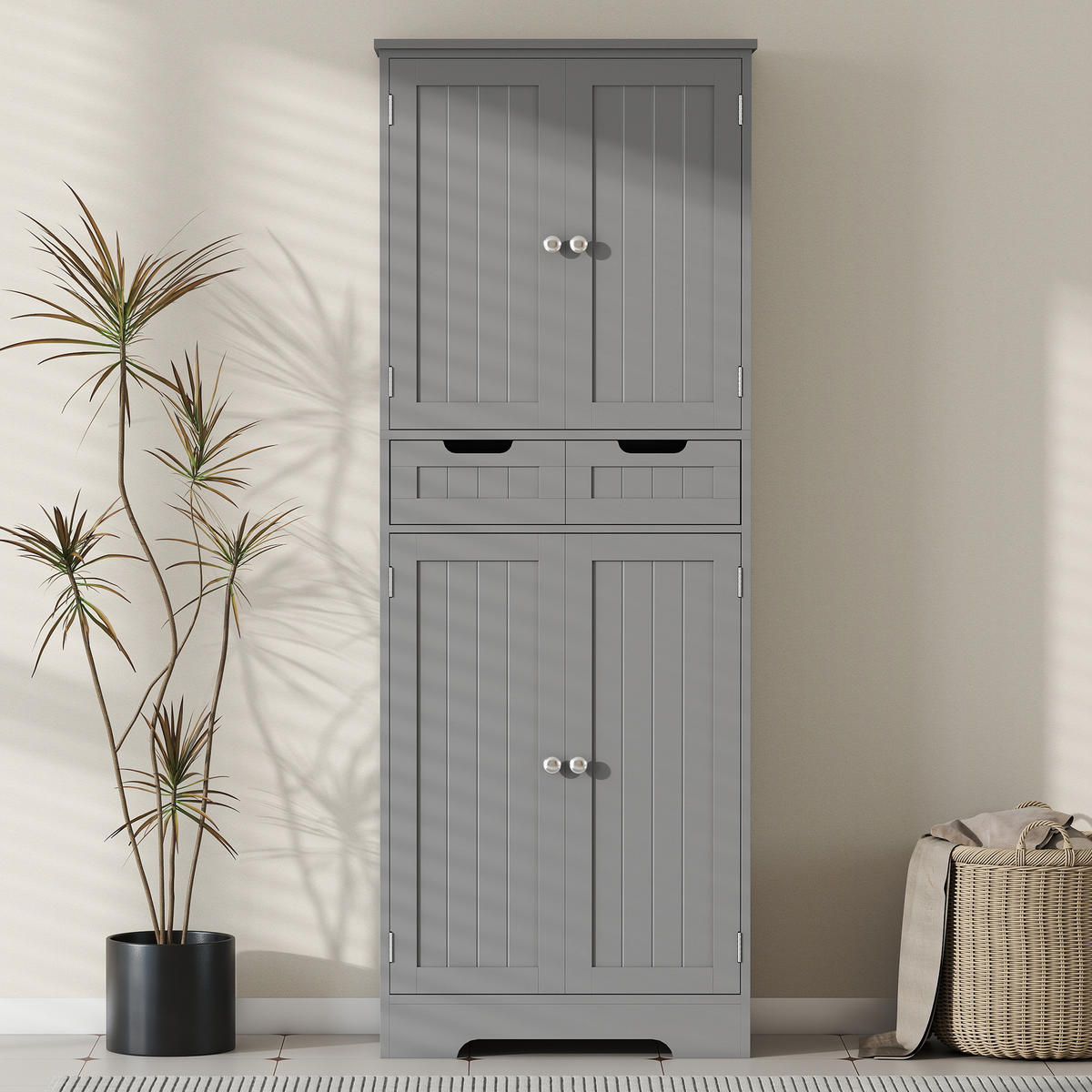 MIDISCHRANK DE-12543 60/30/160 cm Grau - Grau, Holzwerkstoff (30/160/60cm) - ComfortXL