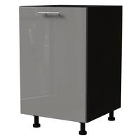 KÜCHENUNTERSCHRANK Essen D1D/50 Grau Hochglanz / Schwarz Matt 50 / 50 / 82cm - Schwarz/Grau, Holz/Holzwerkstoff (50/82/50cm) - Feldmann-Wohnen