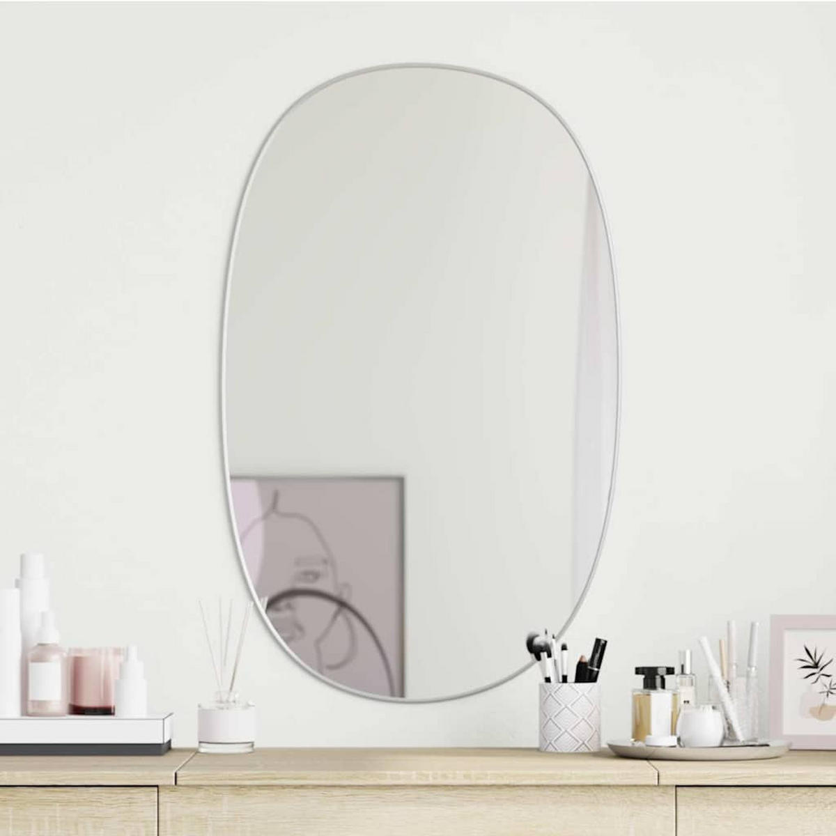 WANDSPIEGEL Silbern 80x50 cm - Silberfarben, Glas (50/80/1cm) - furnicato