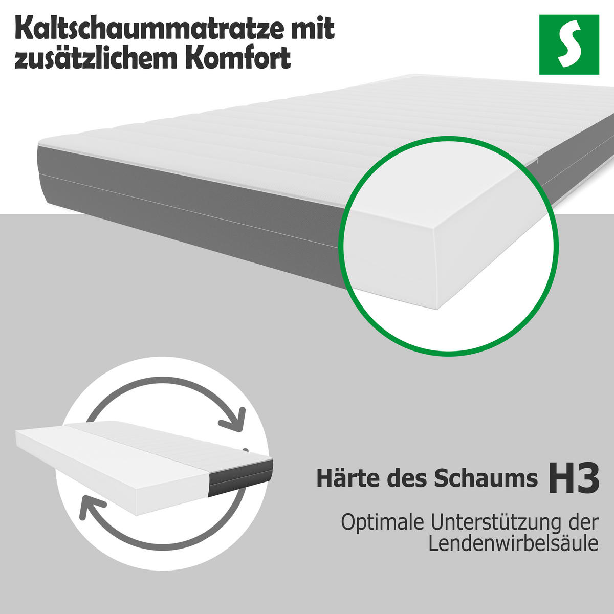 KALTSCHAUMMATRATZE 140x190 cm – 7 Zonen Matratze - Weiß, Textil (140/190cm) - Schlaftroll