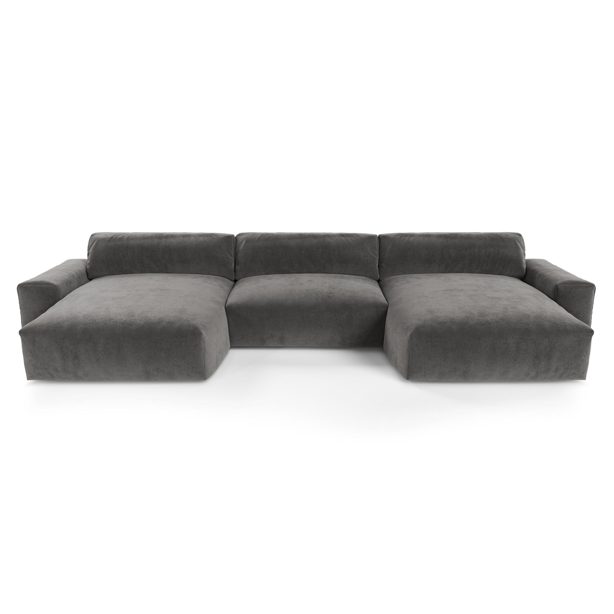 WOHNLANDSCHAFT Samt Graphitgrau 420cm - Graphitfarben/Grau, Textil (420/75/174cm) - Sia Home