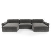 WOHNLANDSCHAFT Samt Graphitgrau 420cm - Graphitfarben/Grau, Textil (420/75/174cm) - Sia Home