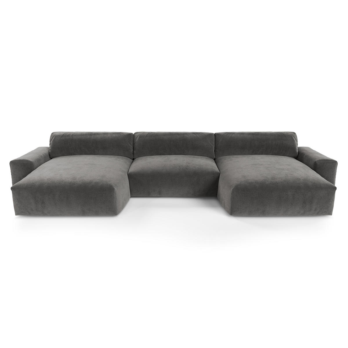 WOHNLANDSCHAFT Samt Graphitgrau 420cm - Graphitfarben/Grau, Textil (420/75/174cm) - Sia Home