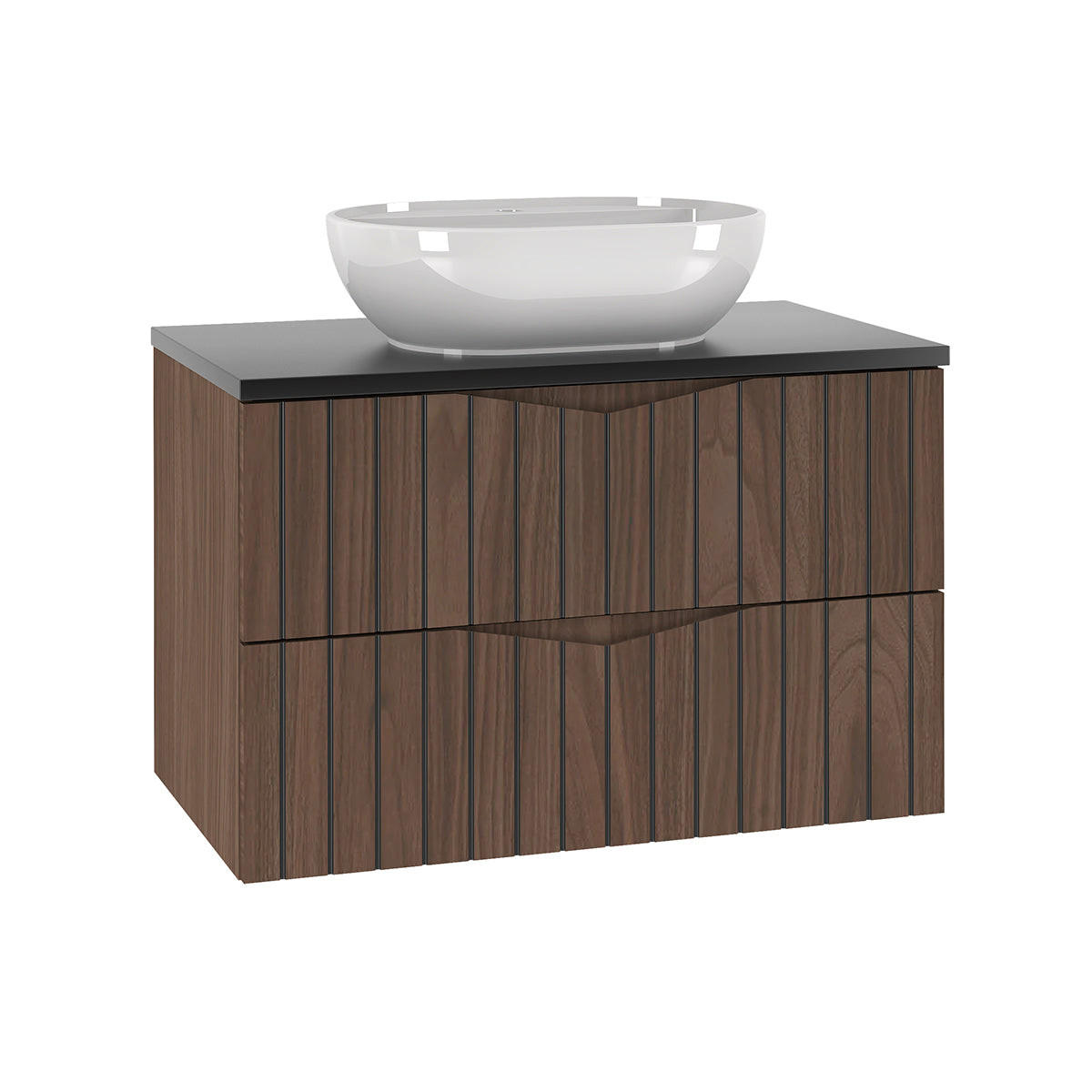 BADMÖBEL 80.6cm Siena 2er-Set Holz und Schwarz - Schwarz, Holzwerkstoff (80.6/52.2/46.5cm) - Petits-meubles