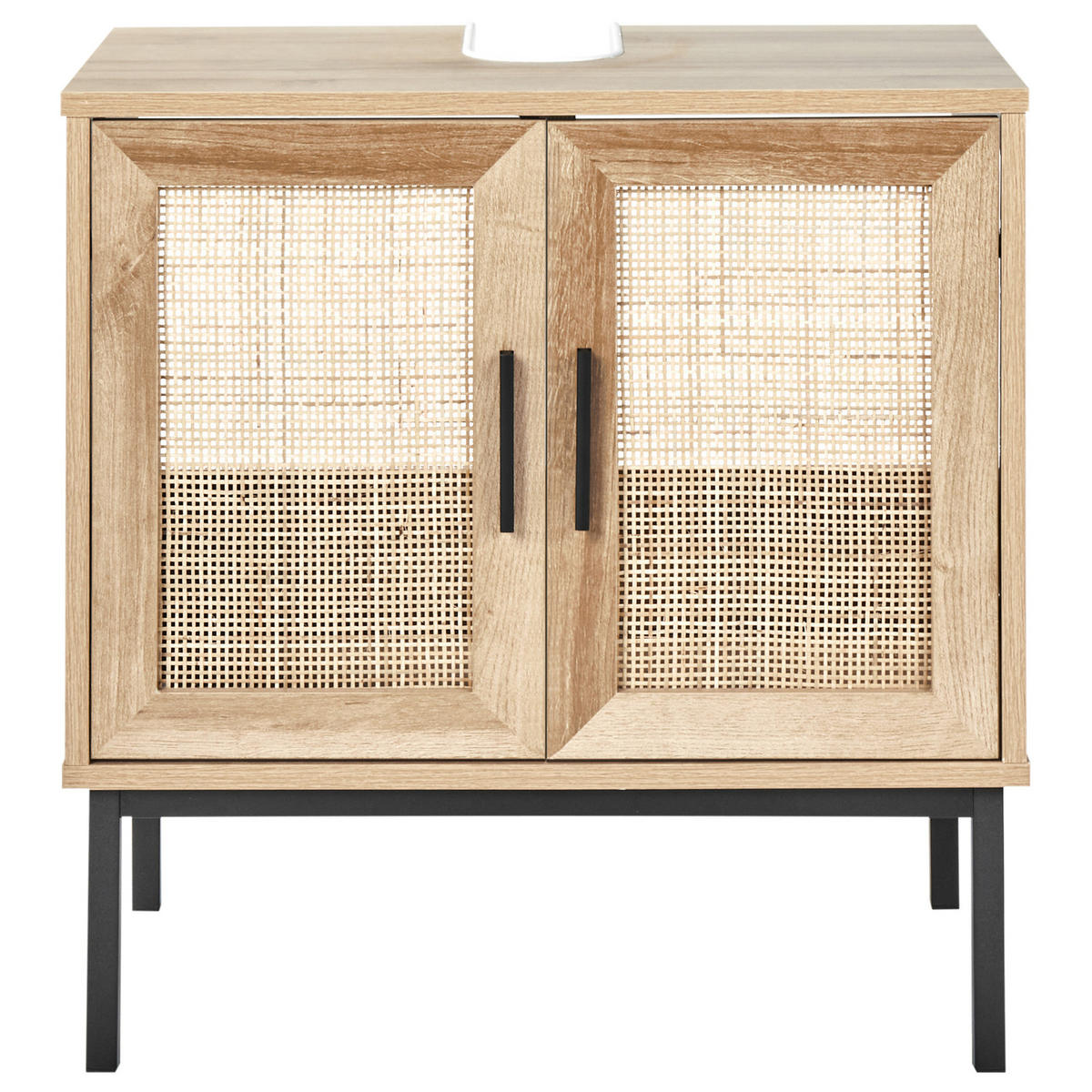 WASCHBECKENUNTERSCHRANK Heller Holzfarbton Rosell - Hellbraun, Holzwerkstoff (60/60/40cm) - Beliani