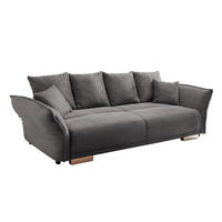 BIG-SOFA mit Schlaffunktion 242/131/90 cm Federkern, verstellbare Armlehnen, Bettkasten, Liegefläche 168x199 cm, Cord Grau Anthrazit / 17214 - Chromfarben/Anthrazit, Kunststoff/Textil (242/90/131cm) - luma-home