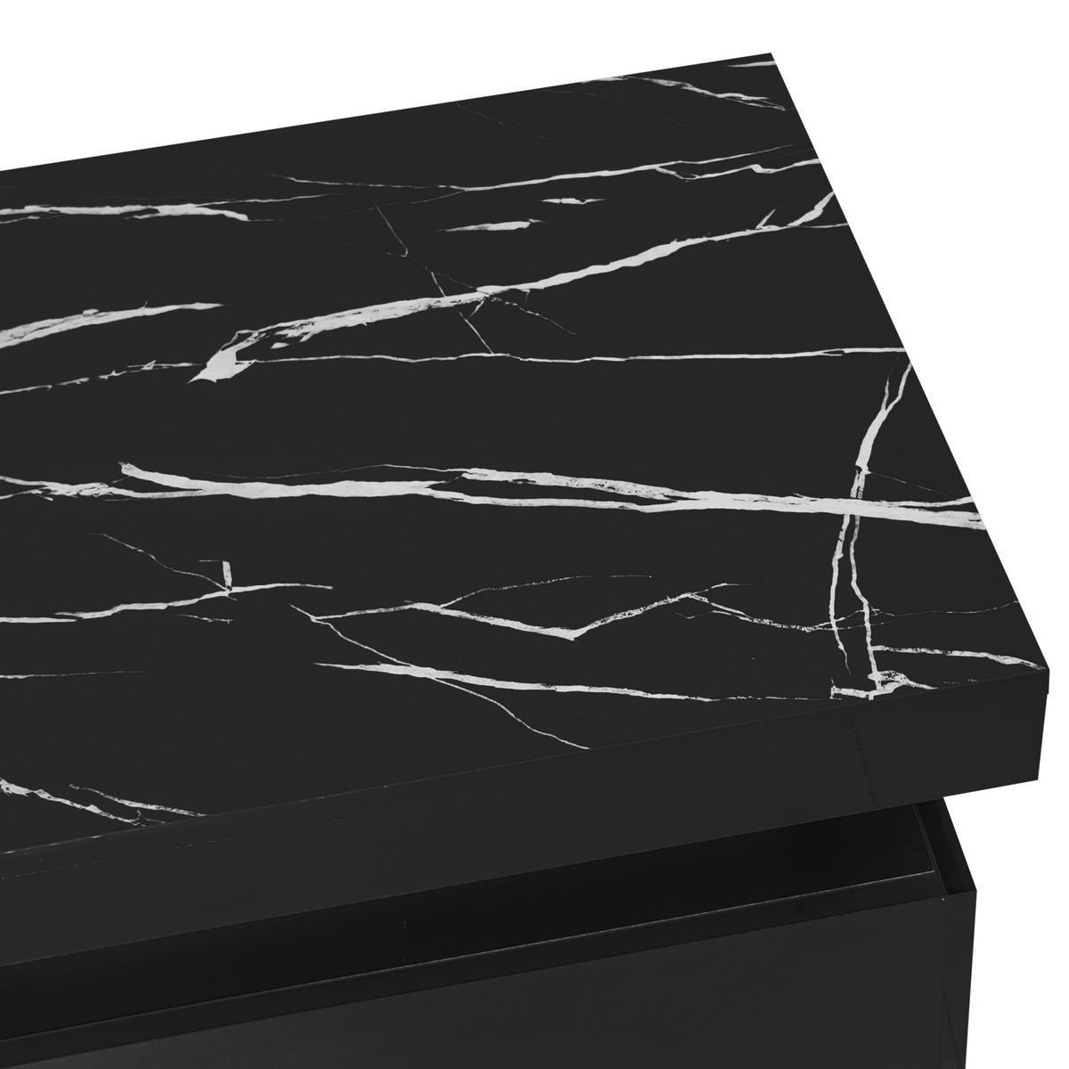 COUCHTISCH, schwarze marmorierte Hochglanzplatte, 2 Schubladen, Metallrand, 100/50/40 cm,schwarze - Schwarz, Holzwerkstoff (100/50/40cm) - Redom