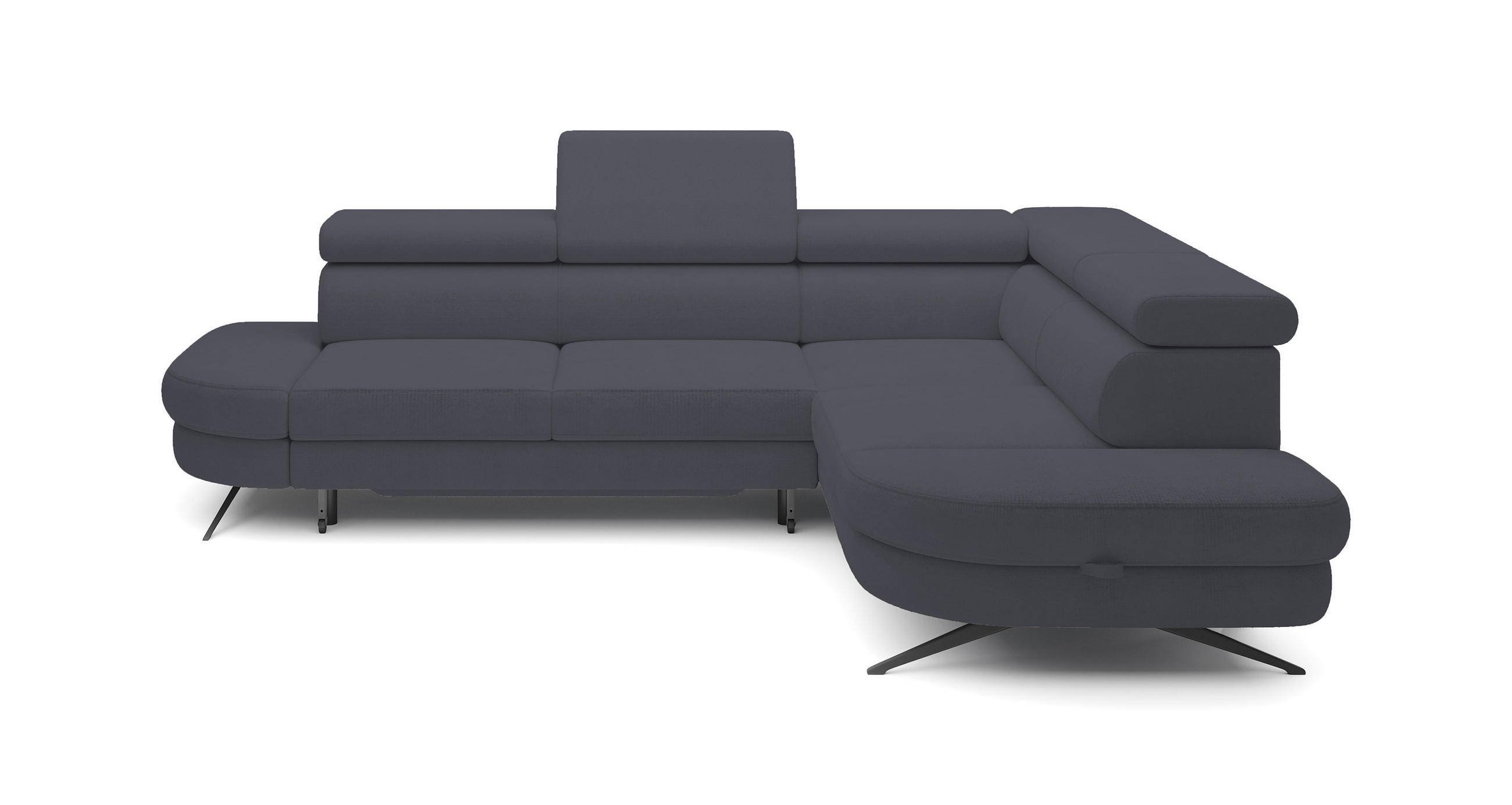 ECKSOFA OTIS L-förm, Schlaffunktion, verstellbare Kopfstützen, in AURORA-Stoff, lose Rückenkissen, freistehend, RECHTS 276x218x97 cm Dark grey - Dunkelgrau, Holz/Textil (276/218cm) - DomoHome