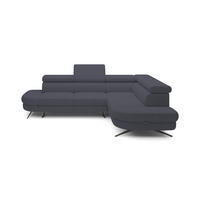 ECKSOFA OTIS L-förm, Schlaffunktion, verstellbare Kopfstützen, in AURORA-Stoff, lose Rückenkissen, freistehend, RECHTS 276x218x97 cm Dark grey - Dunkelgrau, Holz/Textil (276/218cm) - DomoHome
