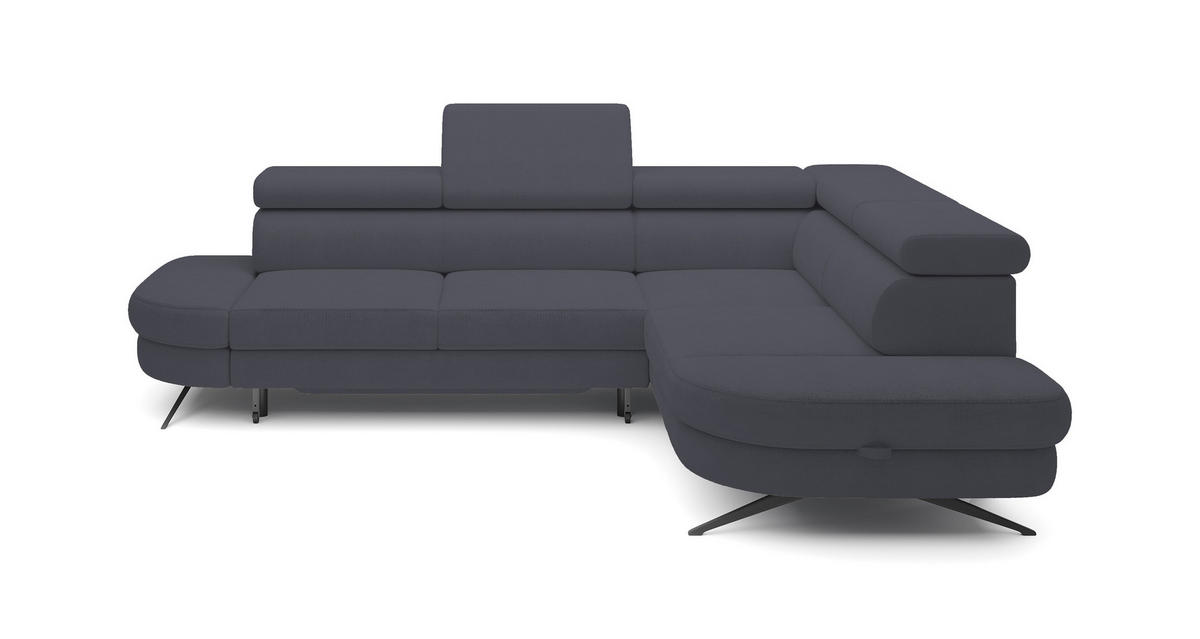 ECKSOFA OTIS L-förm, Schlaffunktion, verstellbare Kopfstützen, in AURORA-Stoff, lose Rückenkissen, freistehend, RECHTS 276x218x97 cm Dark grey - Dunkelgrau, Holz/Textil (276/218cm) - DomoHome