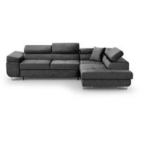 ECKSCHLAFSOFA Vild verstellbaren Kopfstützen, Grau, rechts - Chromfarben/Grau, Textil (275/203cm) - Beautysofa