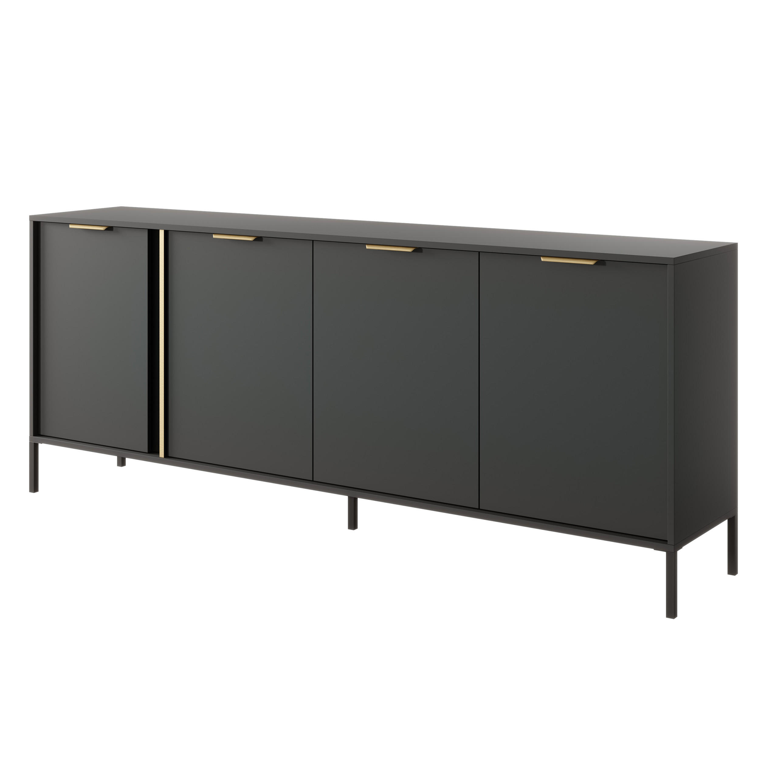 SIDEBOARD LORENZO 203/81/40 cm mit 4 Türen Anthrazit - Anthrazit, Holzwerkstoff (203/81/40cm) - MASSENO