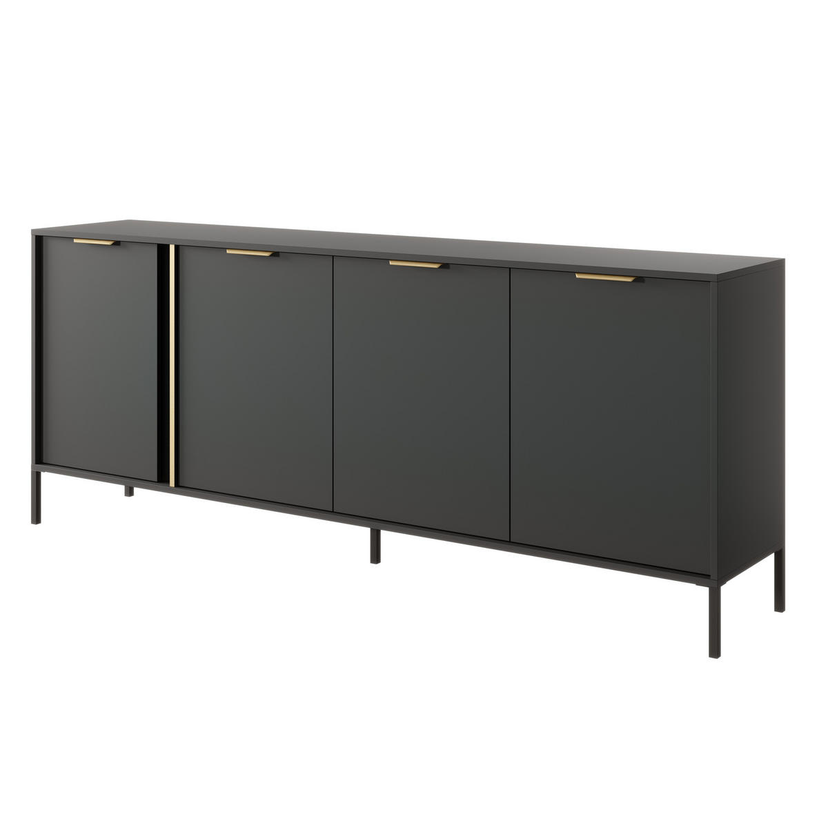 SIDEBOARD LORENZO 203/81/40 cm mit 4 Türen Anthrazit - Anthrazit, Holzwerkstoff (203/81/40cm) - MASSENO