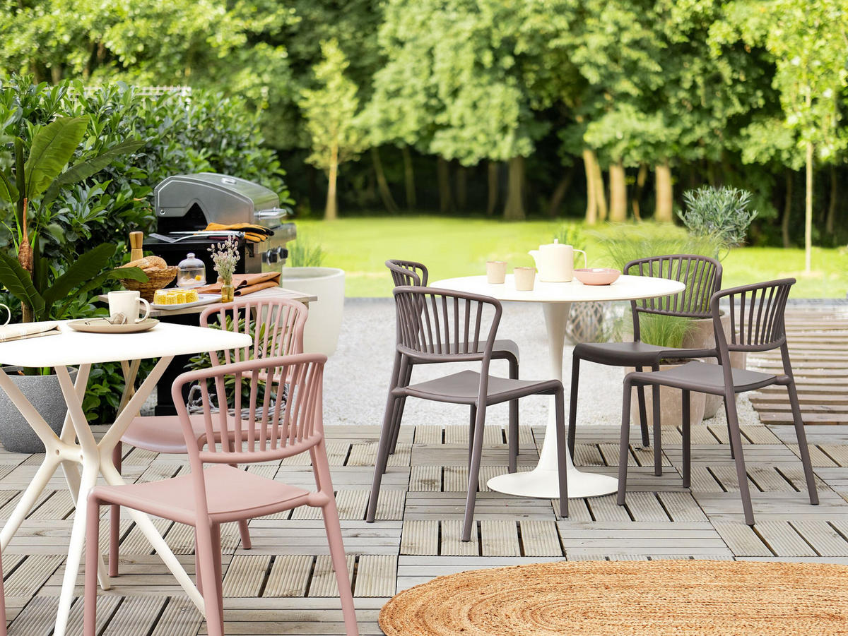 GARTENSTÜHLE 4er-Set Kunststoff taupe Gela - Beige, Kunststoff (45/78/50cm) - Beliani