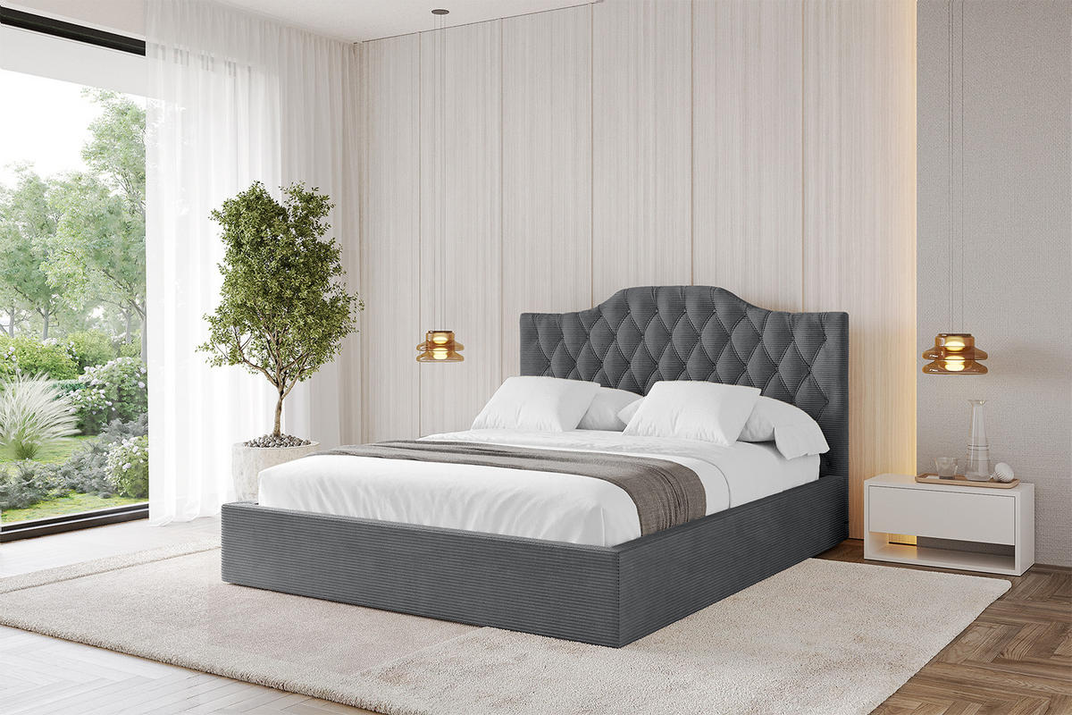 POLSTERBETT mit Bettkasten und Lattenrost, Boxbett ohne Matratze - FALIO 180x200 Dunkelgrau - Anthrazit, Holzwerkstoff/Textil (180/200cm) - ALTDECOR