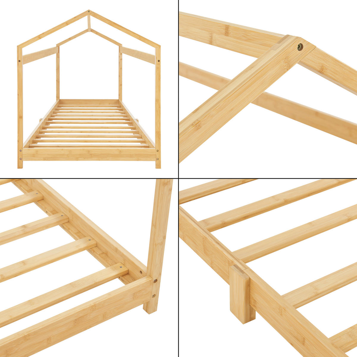 HAUSBETT Vindafjord - Naturfarben, Holz (90/200cm) - [en.casa]