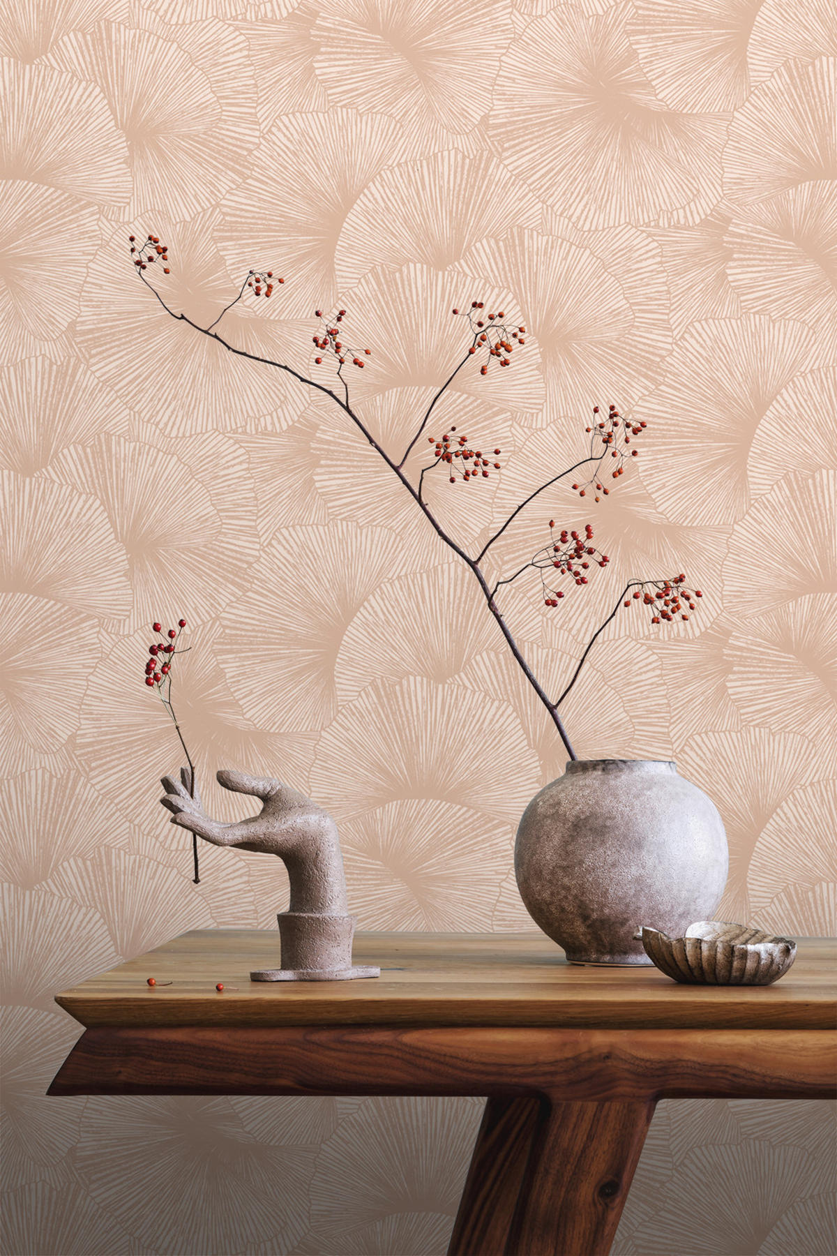TAPETE 3D Muster Blätter 53 cm x 10.05 m - Pink, Papier (53/1000cm) - ESTAhome