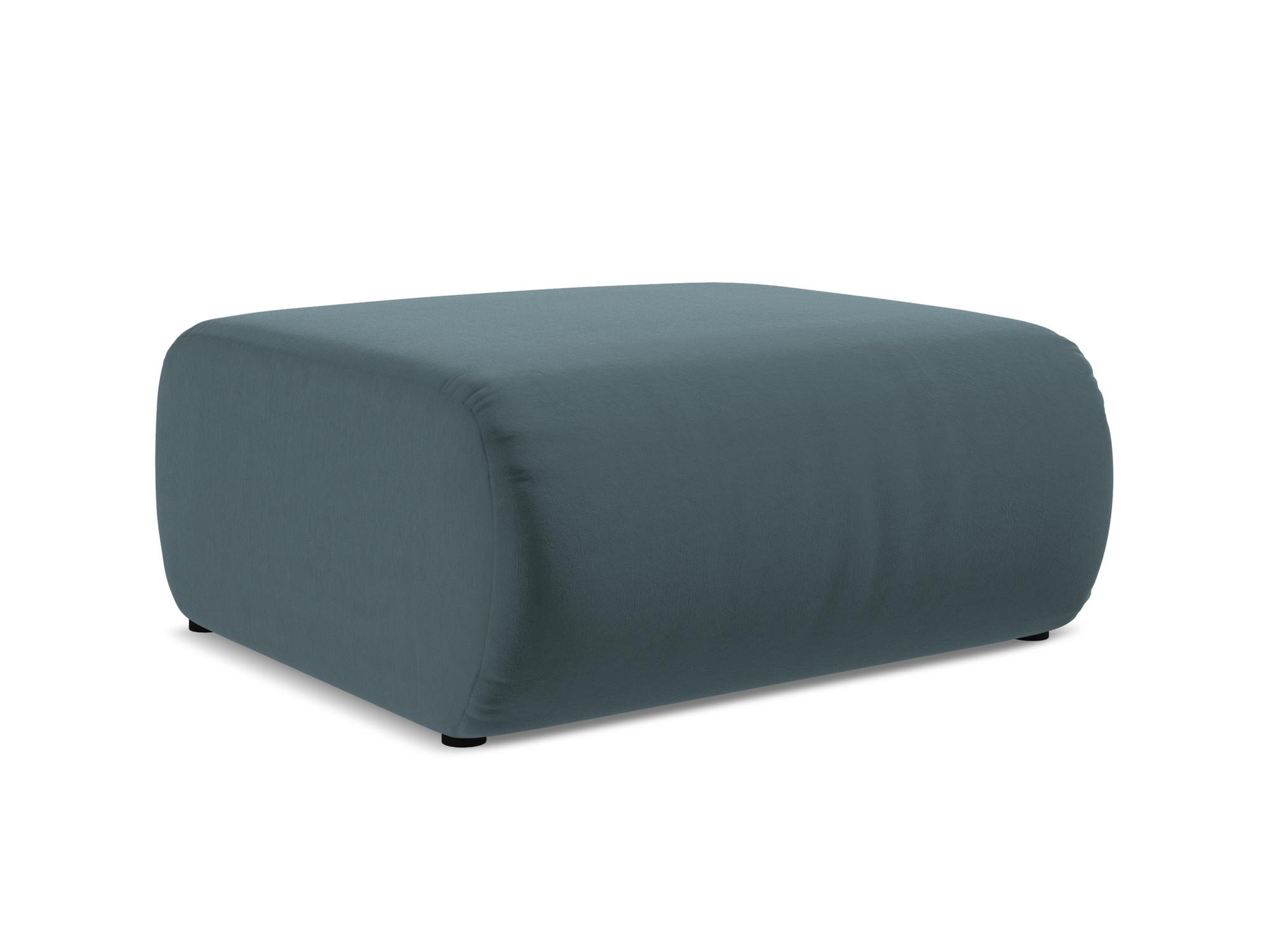 POUF Samt Stoff Blau - Blau/Petrol, Kunststoff/Textil (94/40/89cm) - Makamii