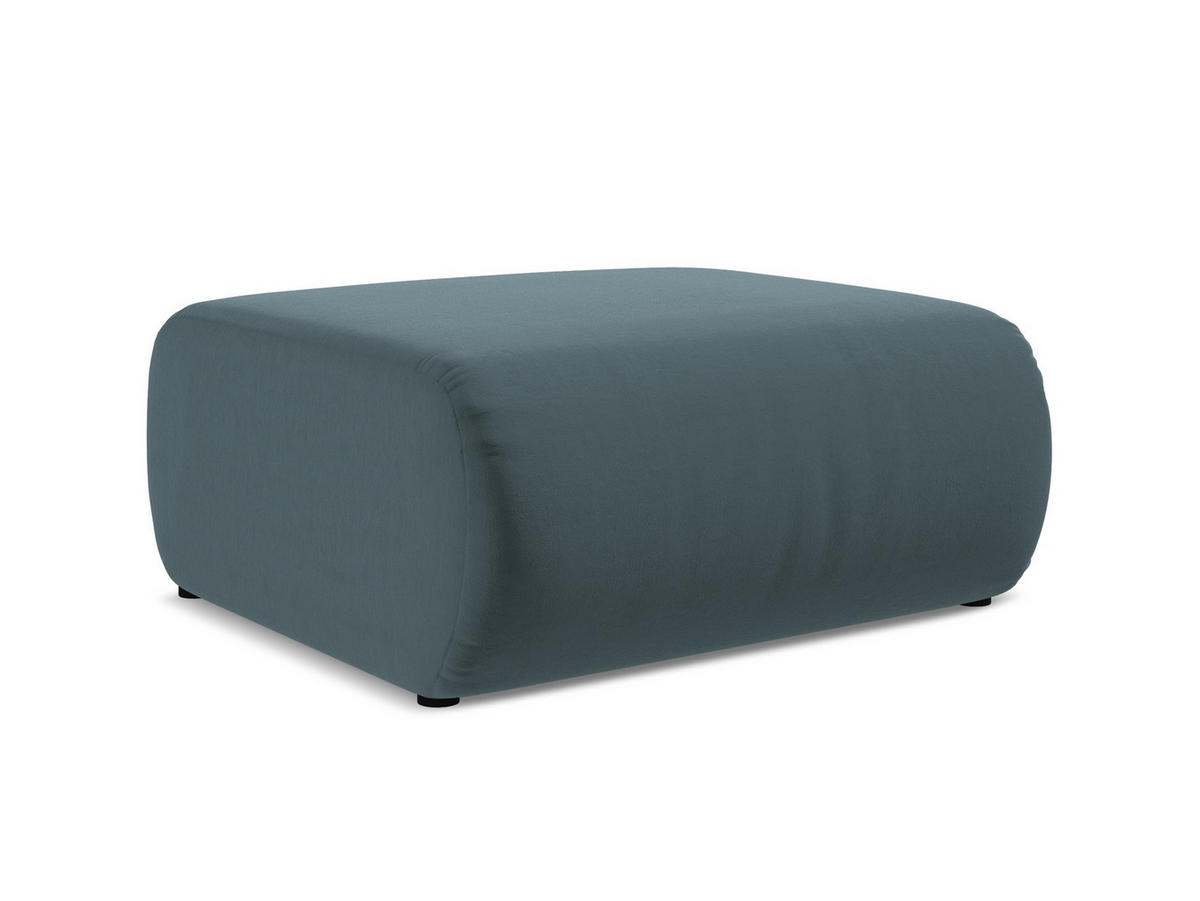 POUF Samt Stoff Blau - Blau/Petrol, Kunststoff/Textil (94/40/89cm) - Makamii