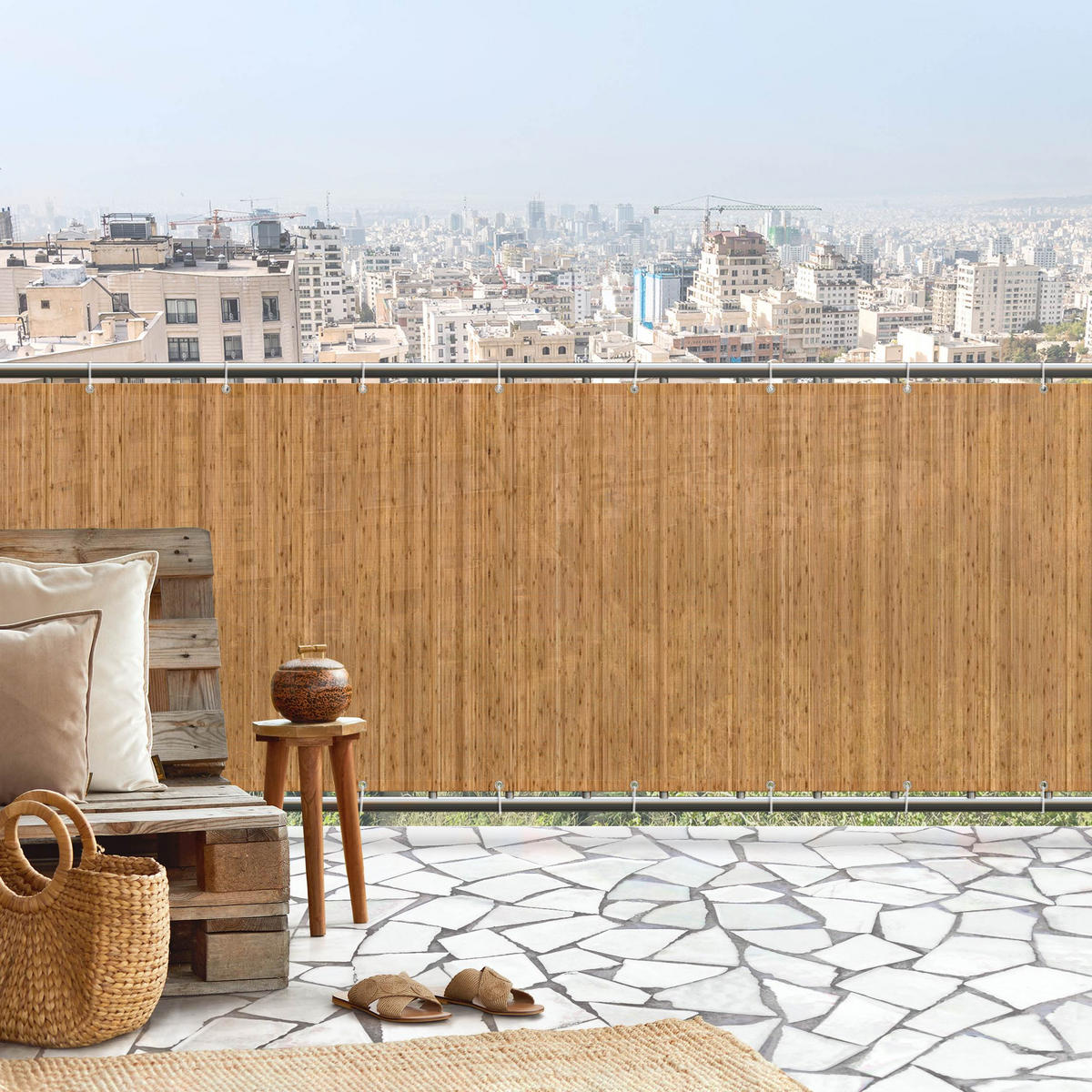 BALKON SICHTSCHUTZ Bambus 300/90 cm - Braun, Kunststoff (300/90cm) - Bilderwelten