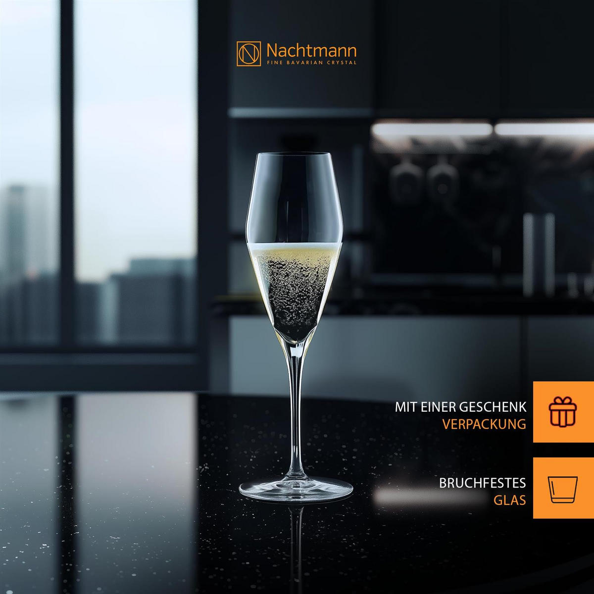 CHAMPAGNERGLÄSER ViNova transparent 280 ml 4er Set - Transparent, Glas (0.28L) - Nachtmann